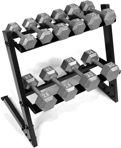 WF Athletic Supply 200Lb Dumbbell Set, 10-30Lb Dumbbell Set with Two-Tier Storage Rack for Muscle Toning, Strength Building & Weight Loss - Multiple Choices Available