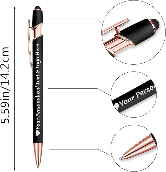 STREADVE 500 Personalized Custom Pens Engraved Writing Pen with Name Logo, Customized Promotional Items Stylus Pen Gifts for Men Women Realtor Business Reunion Wedding