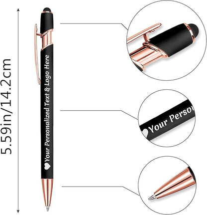 STREADVE 200 Personalized Custom Pens Engraved Writing Pen with Name Logo, Customized Promotional Items Stylus Pen Gifts for Men Women Realtor Nurse Wedding Business, Green