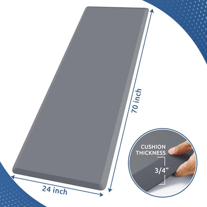 KitchenClouds Kitchen Mat Cushioned Anti Fatigue Rug 24"x70" Waterproof, Non Slip, Standing and Comfort Desk/Floor Mats for House Sink Office (Grey,0.8inch)