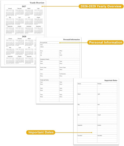 2026-2029 Monthly Planner - 36 Month PLanner Calendar from August 2026 to June 2029, 3 Year Planner 2026-2029 with Flexible Cover, Inner Pocket, Perfect for Home | School | Office, 5.8" x 8.5", Crushed Flower