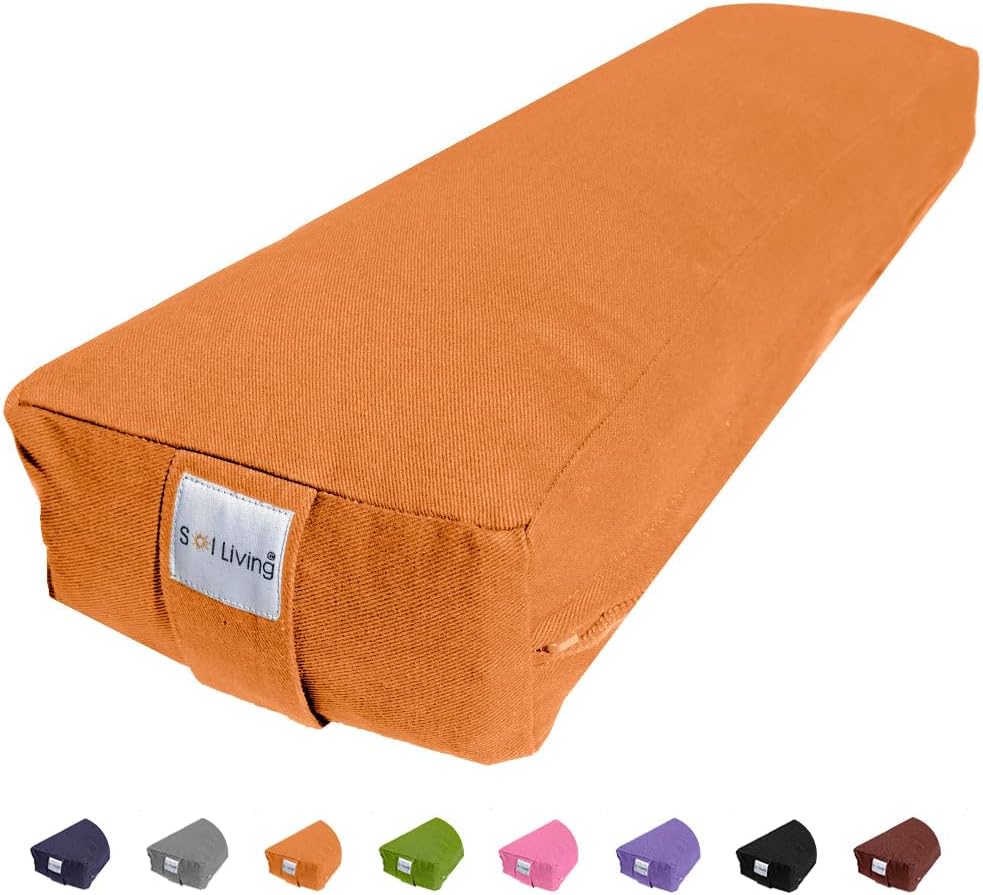 Sol Living Yoga Bolster Pillow Rectangular Meditation Cushion Cotton Meditation Accessories for Restorative Yoga Meditation Pillow Yoga Pillow Firm Body Pillow Bolster Pillow for Legs Removable Cover