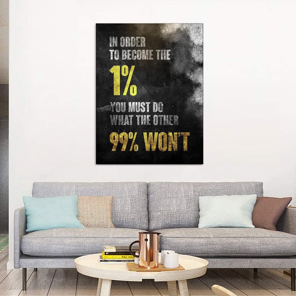 1% Entrepreneur Motivational Canvas Wall Art -Inspirational Office Wall Art Poster Quotes - Canvas Artwork Picture Print Framed for Home Office Bathroom Bedroom Wall Decor-16 x20