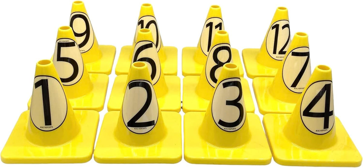 LVL10 Pro Training Cones - 6" Soccer Training Cones for Sports - for Basketball, Football, Basketball and Agility Drills - Soccer Field Markers That Won't Crack, Slide or Fly