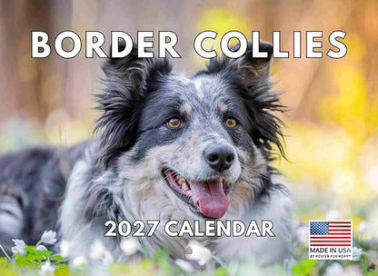 Border Collie Calendar 2027 Monthly Wall Calender 12 Month | American Made In The USA