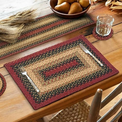 Homespice Highland Braided Placemats for Cabin Decor, Rect 13x19 Set of 6
