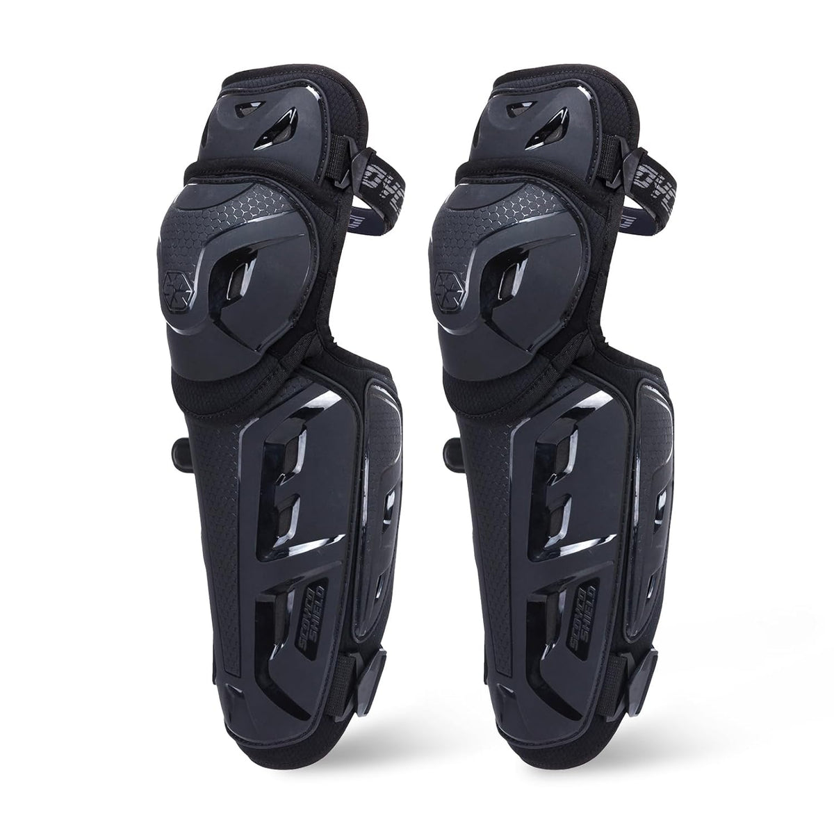 Scoyco Motorcycle Knee Shin Guards for Men - CE Level 1 Motocross Knee Pads Protective Gear with 45°-180° Knee Flexibility Design and Adjustable Elastic Band