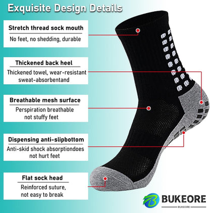 2 Set Anti-Slip Grip Soccer Socks with Shin Guard Sleeves, Sports Athletic Socks for Men Women