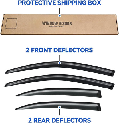 Window Visors Rain Guards for 2013 2014 2015 13 14 15 Chevy Malibu, Out-Channel Window Vent Wind Deflectors Visors Shades for 2016 Malibu Limited