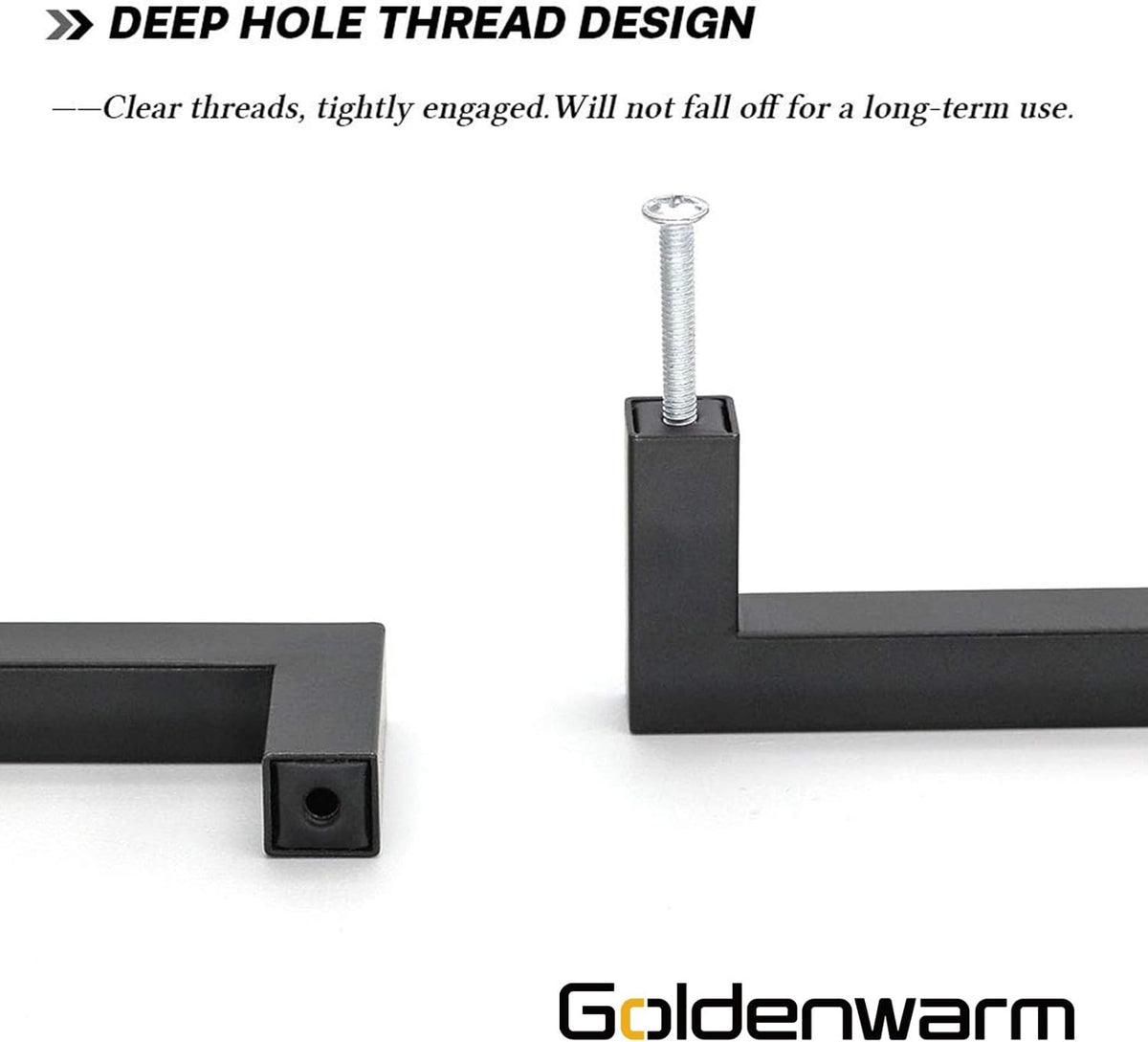 goldenwarm 200 Pack 5 Inch Black Cabinet Handles - Matte Black Drawer Pulls Stainless Steel - 128mm Cabinet Hardware Square Bar Modern Cabinet Pulls for Kitchen Bathroom Cupboard