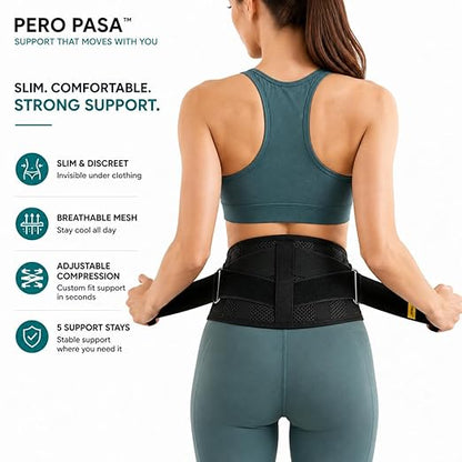 Lower Back Brace for Women and Men, Adjustable Back Brace with Back Support Belt and Back Support Brace, Slim Breathable Lumbar Support for Daily Stability, Back Braces XS/S(Waist:26''-31.5'')
