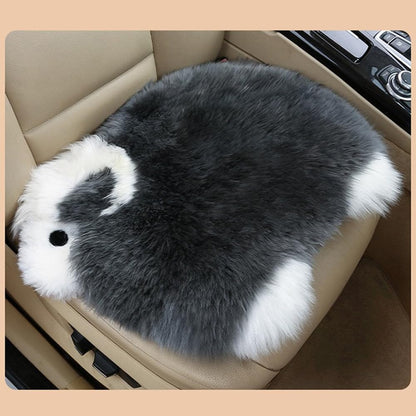 Genuine Wool Car Seat Cushion Comfort Style，Adorable Sheep Shaped Cushion for Car Seats & Chairs Natural Cute Wool Seat Soft Cover Universal Fit (1PC) (Dark Grey)