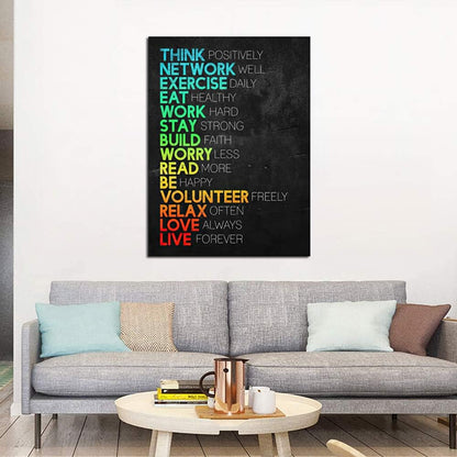 Motivational Canvas Wall Art Think Positively Mindset -Inspirational Office Wall Art Poster Quotes - Canvas Artwork Picture Print Framed for Home Office Bathroom Bedroom Wall Decor -12"x16"