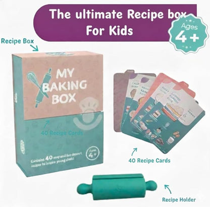 My First Dessert Recipe Box for Kids: Montessori-Inspired, Easy-to-Follow Recipes with Visual Guides. Cookbook for Kids Ages 4+ with Storage Box and Recipe Stand.