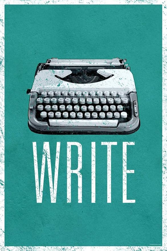 Laminated Typewriter Poster Write Retro Vintage Green Creative Writing Writer Classroom College Poster Dry Erase Wall Art 16x24