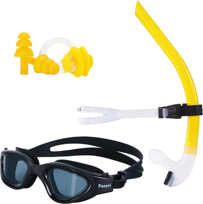 Swim Snorkel for Lap Swimming,No loud gurgling noise No hurt forehead No slip front swimming Snorkeling Training for adult/kid/youth,swimmer snorkle center Mount snorkel tube One-Way Purge Valve