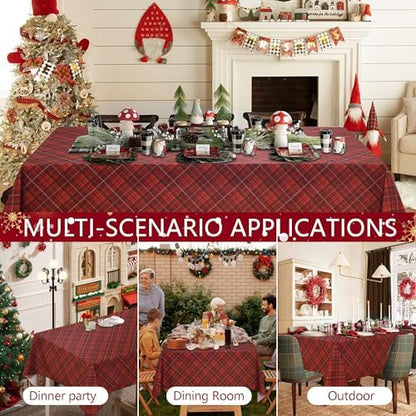 DWCN Christmas Checkered Tablecloth, 60 x 120 Inch, Rectangular, Red