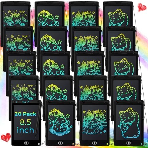 Zhehao 20 Pack 8.5 Inch LCD Writing Tablet Drawing Board,Black,Cute