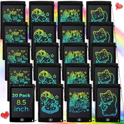 Zhehao 20 Pack 8.5 Inch LCD Writing Tablet Drawing Board,Black,Cute