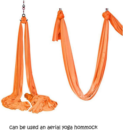 DASKING Aerial Silks Starter Kit - Durable 11Yards of Aerial Yoga Hammock with Hardware, Aerial Swing for Acrobatic Flying Yoga & All Levels (Aerial Rigging Point Up to 14ft)
