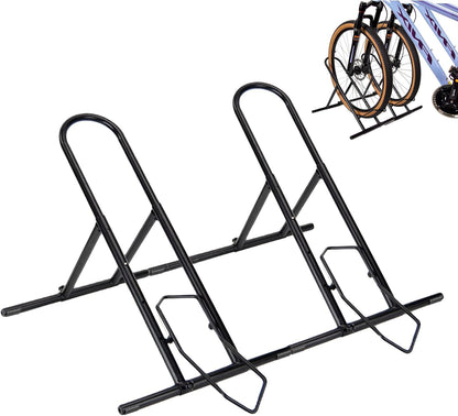 Folding Bike Floor Stand Rack, Portable Storage Bicycle Parking Rack for Garage/Home, Indoor Bike Stand Fit 16”-29” Mountain Road Bikes (2)