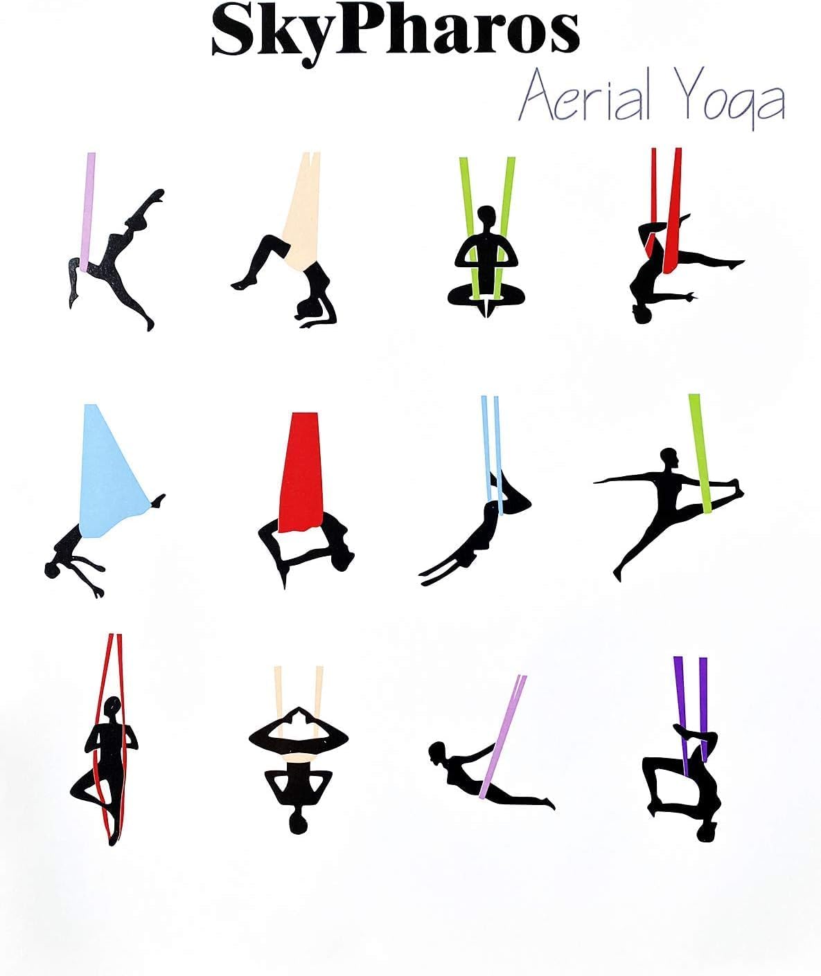 Aerial Silks Yoga Swing Set - 9/11 Yards Aerial Yoga Hammock Kit Anti-Gravity Flying for Fitness, Low/Non Stretch Nylon Tricot Fabric Hardware Included for Dance