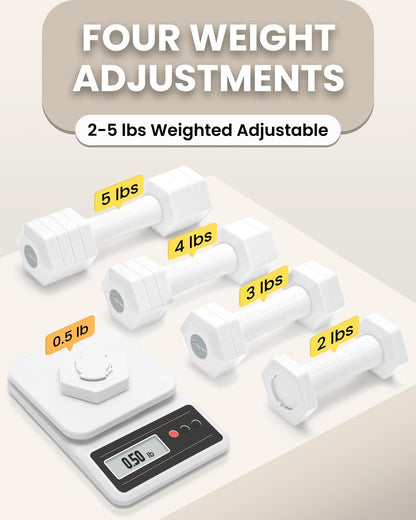 Adjustable Dumbbells Set, 4 in 1 Hand Weights Set for Women Men 10 LB/ 12 LB Dumbbell Pair Each 2lbs 3lbs 4lbs 5lbs Weights Dumbbells Set with TPU Soft Rubber Handle for Home Gym Exercise Fitness