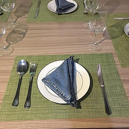 WAZAIGUR Placemats Crisscross Woven Vinyl Place Mats Set of 4 Green&Yellow