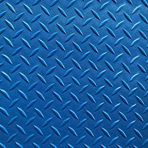 Boshen 5Ft x 12Ft Garage Floor Mat 2.5mm Thickened Rubber Flooring Roll 60sqft Diamond Plate PVC Rubber Trailer Mat Non-Slip Floor Protector Mat for Garage Warehouse Basement Trailer - Blue