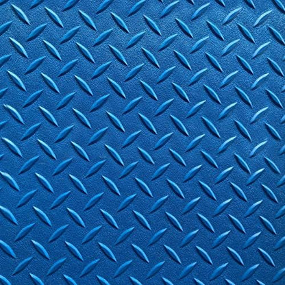 Boshen 5Ft x 12Ft Garage Floor Mat 2.5mm Thickened Rubber Flooring Roll 60sqft Diamond Plate PVC Rubber Trailer Mat Non-Slip Floor Protector Mat for Garage Warehouse Basement Trailer - Blue