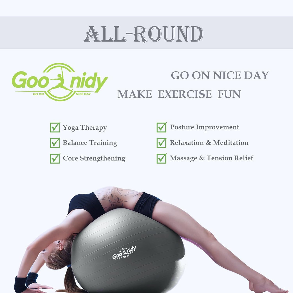 Soft Exercise ball, Anti-Burst Yoga Ball Chair Supports 2200lbs, Workout Equipment w/ Pump for Women Pregnancy, Medicine, Birthing, Physical Therapy, Stability, Excersing, Birth, Swiss, Fitness, Gym