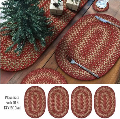 Homespice Apple Pie Jute Braided Placemats, Oval 13x19 Set of 4
