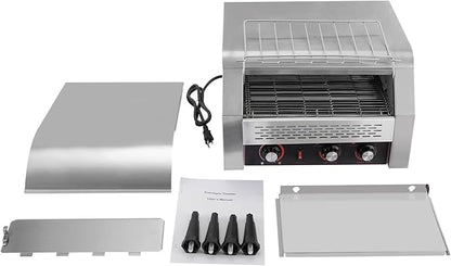 450 Slices/Hour Commercial Toaster, 110V 2600W Electric Conveyor Toaster Oven Stainless Steel Commercial Conveyor Belt Toasters for Restaurant, Bakery, Buffet Use