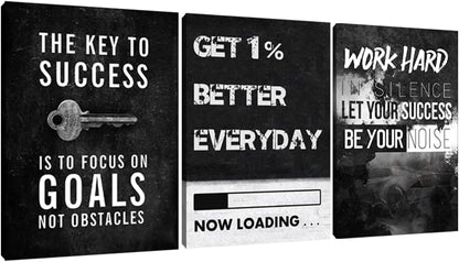 Yetaryy Motivational Poster Inspirational Wall Art 3 Pieces Canvas Painting Lion Artwork for Living Room Office Modern Home Decor Prints Pictures Wall Decor Framed Ready to Hang [36''Wx 16''H]