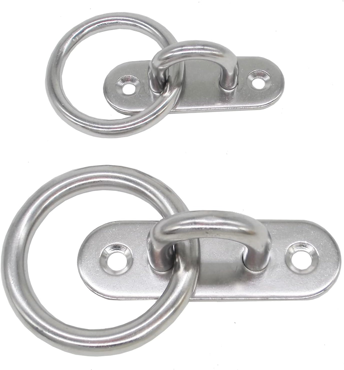 Stainless Steel Ceiling Hooks & Wall Hangers with Rings - Heavy Duty M8 Screw Mount, Rust-Proof Anchor Straps for Garage, Outdoor, Storage (4-Pack)