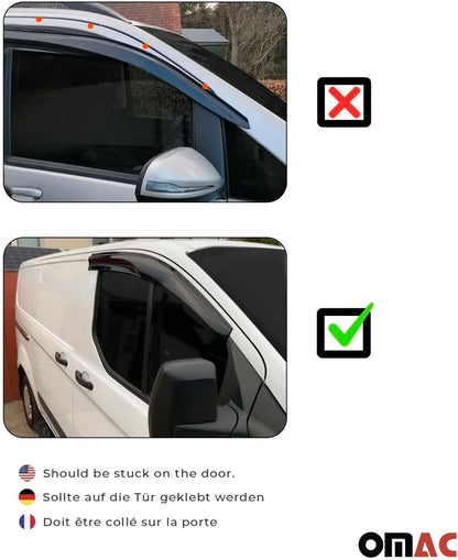OMAC Window Visor Vent Rain Guard Deflector for Honda Civic 2001-2005 Sedan Smoke 4 Pcs