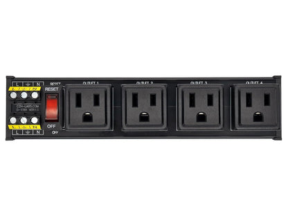 DIN Rail Mount AC 120V NEMA 5-15R 4 Receptacles Outlet Power Strip Module, with Rocker Switch Thermal Circuit Breaker Overload Protector