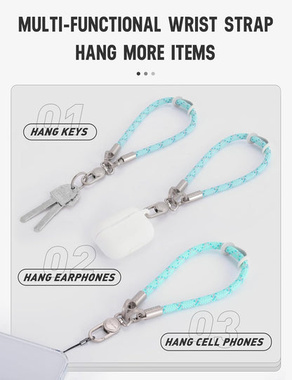 project-cb Phone Wrist Strap 1,Tether Tab 2,Phone Wristlet,Lanyard Wrist Strap,Key Holder,KeyChain,KeyRing×2(FoggyBlack-S)