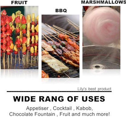 12" Natural Bamboo Skewers for BBQ，Appetiser，Fruit，Cocktail，Kabob，Chocolate Fountain，Grilling，Barbecue，Kitchen，Crafting and Party. Φ=4mm, More Size Choices 6"/8"/10"/14"/16"/17.5"/30"/36"(200 PCS)