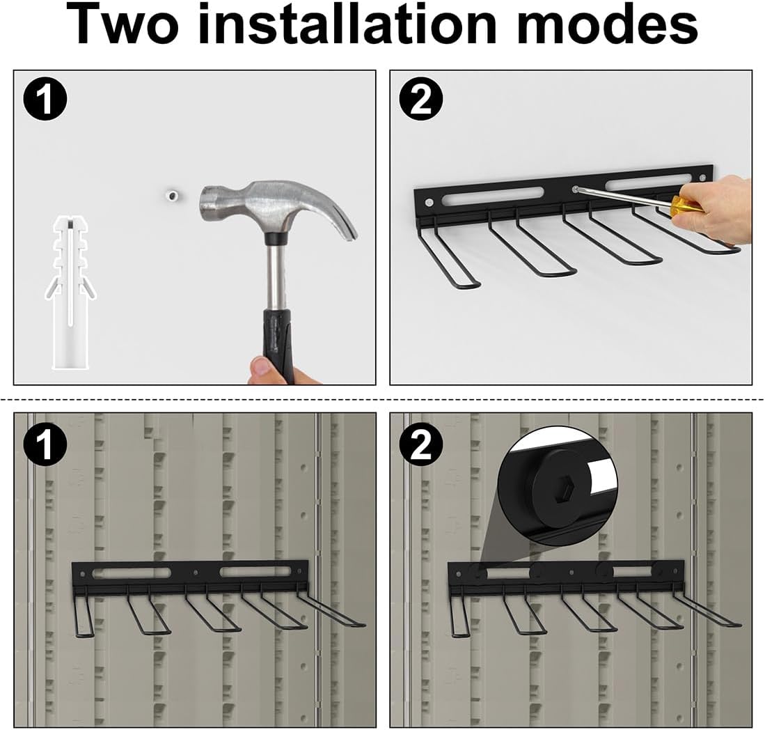 Garage Wall-Mounted Rack, Tool Storage Rack, Shed Shelf, Garden Tool Rack, Hanging Storage Rack for Yard Tools, for Suncast Shed Accessories (2-Pack)