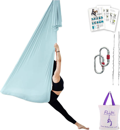 F.Life Aerial Silk Yoga Hammock & Swing for yoga Inversion,Strength training,starter hardware kit