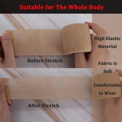 24 Pack Brown Breathable Self Adhesive Bandage Wrap 2 in, Multi-Purpose Non-Woven Cohesive Wrap - Vet Wrap | Athletic Tape | Medical Tape, Ankle Sprains, Swelling, Pets.