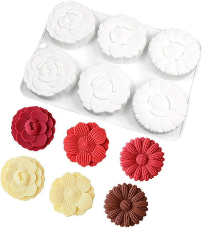 mostsom 6 Flower Silicone Cake Mold Handmake DIY Bread Mould Silicone Moulds For Cake Mooncake Mold Cake Tools