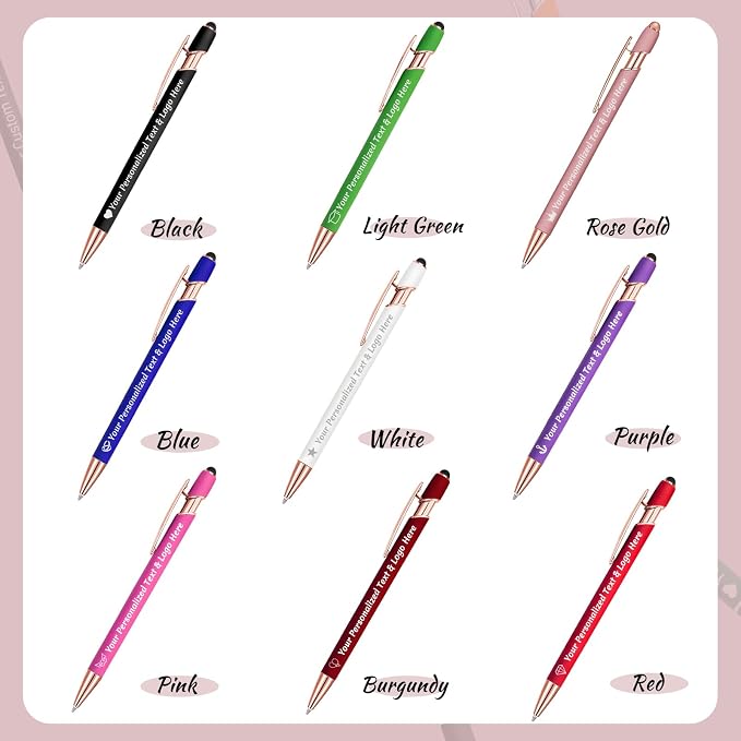 STREADVE 500 Personalized Custom Pens Engraved Writing Pen with Name Logo, Customized Promotional Items Stylus Pen Gifts for Men Women Realtor Business Reunion Wedding
