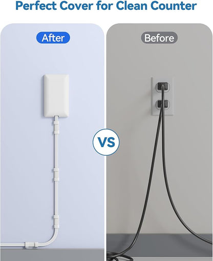 25FT Extension Cord with Outlet Cover & Multi USB, Ultra Thin Outlet Concealer with Cord & 12AC Outlet 6 USB (24W/4.8A), Charging Station for Multiple Devices, for Behind Wall Furniture Couch TV