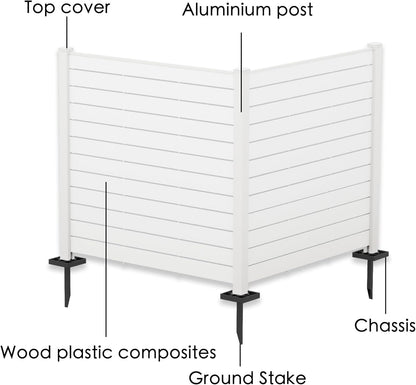 Kozyard 50" W x 48" H Outdoor Privacy Screens Aluminum Post, Air Conditioner Fence Panels, Pool Equipment Enclosure, Trash Can Screens Fence Kit for Outside Backyard Patio (White/2 Panels)