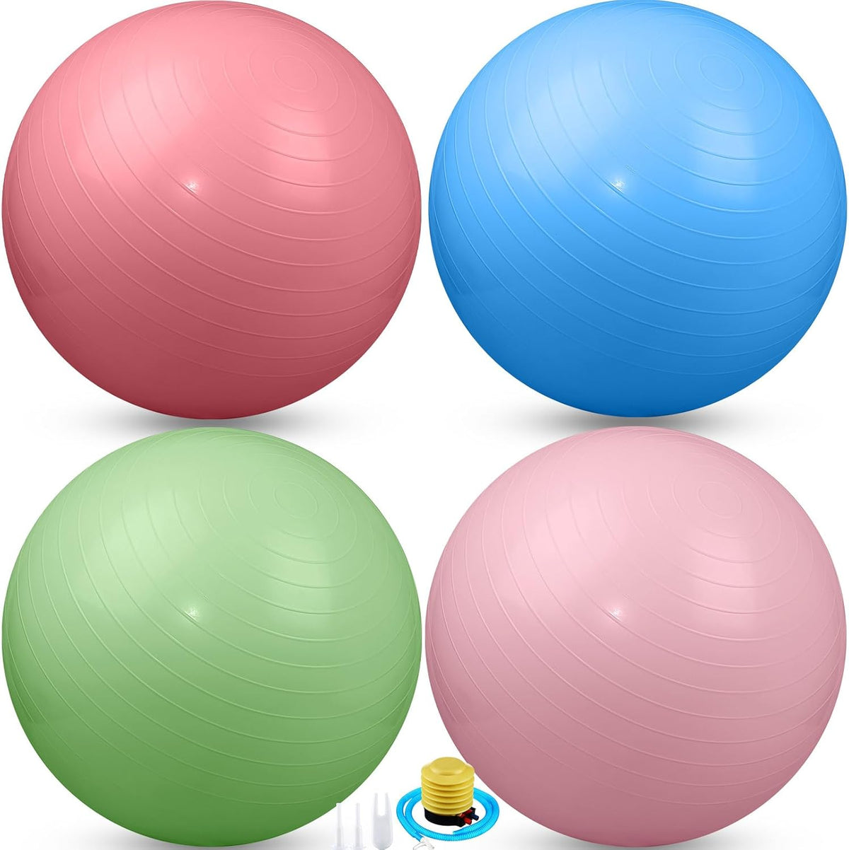 Leyndo 4 Pcs 26 Inch Yoga Exercise Ball Pilates Pregnancy Birthing Fitness Ball with Quick Pump Anti Burst for Improved Posture, Balance, Yoga, Pilates, Training