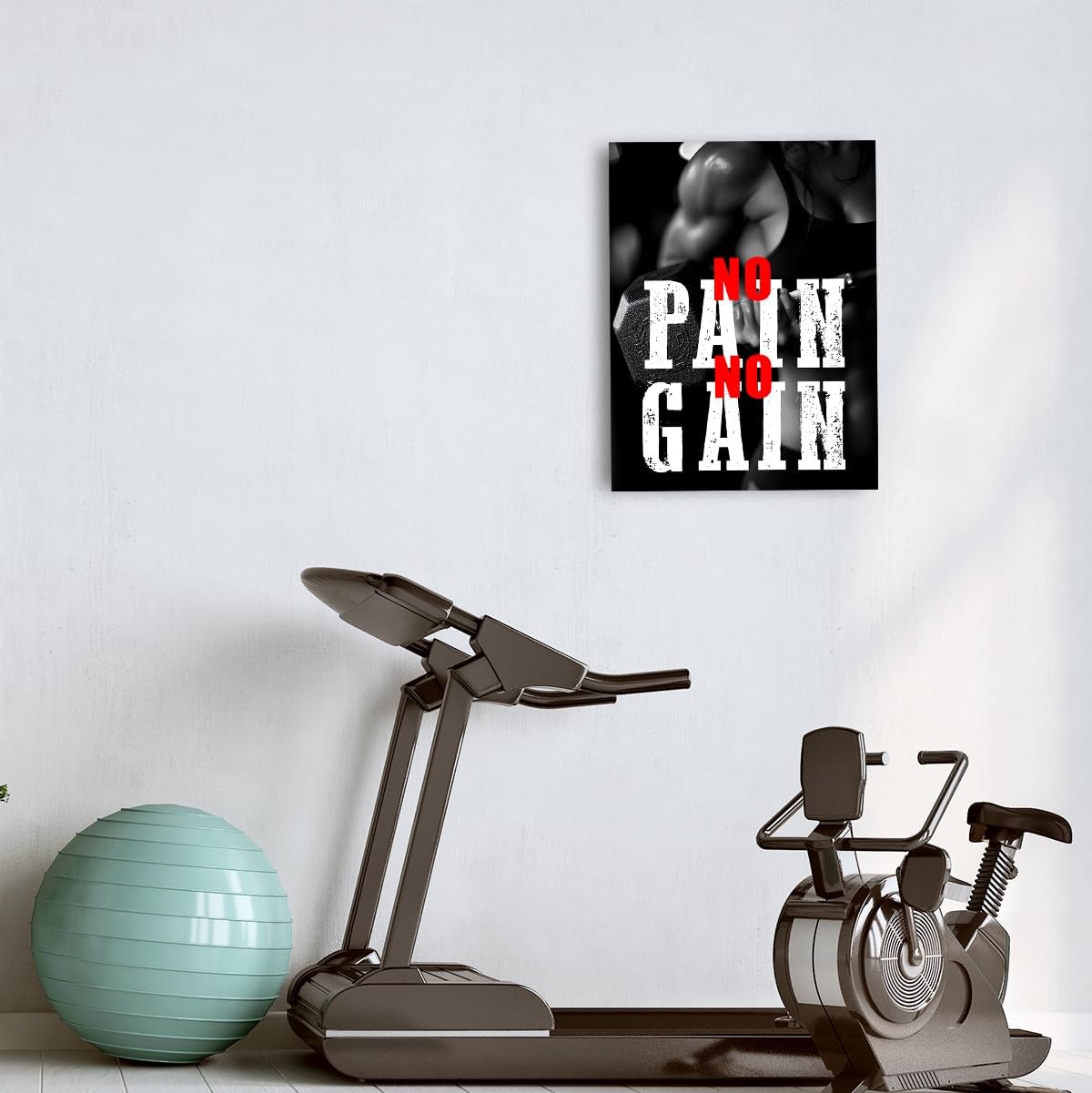 OTINGQD Inspirational Gym Wall Decor,Fitness Quotes Wall Art,No Pain No Gain Canvas Wall Decor for Home Gym