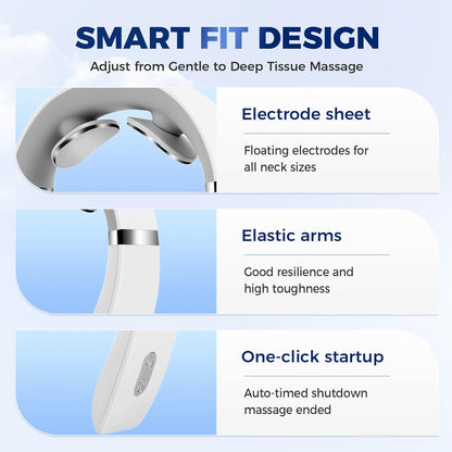 4-Head Electric Massagers Set, Vagus Nerve Stimulator Neck, 6 Modes & 16 Levels, Ergonomic Design, Promote Muscle Relaxation (White)