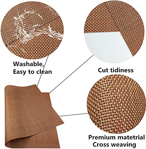 WAZAIGUR Placemats Crisscross Woven Vinyl Place Mats Set of 6 Rust Red